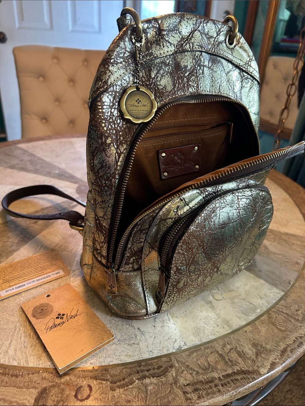 Patricia Nash Distressed Metallic Backpack - Picture 6 of 6
